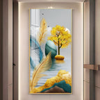Elegant Feather and Tree Design Acrylic Wall Painting for Living Room Interior