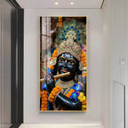 Beautiful Krishna Peacock Crown Acrylic Wall Painting for Elegant Interiors