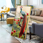Colorful Peacock with Floral Accents Acrylic Wall Painting for Luxury Interiors