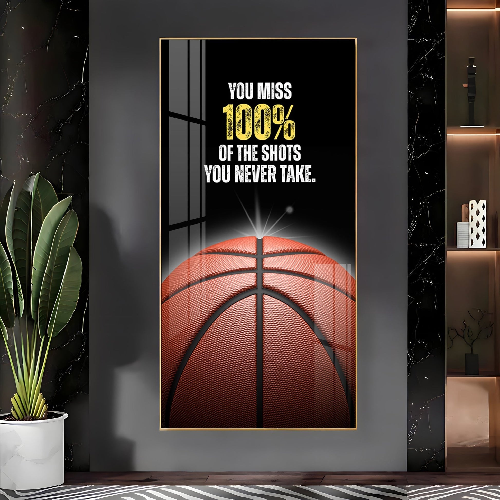 Motivational Basketball Quote Acrylic Wall Painting for Sports Lovers