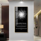 Black and White Galaxy Style Acrylic Wall Painting with Meaningful Sanskrit Message