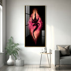 Modern Shiva Symbol Acrylic Wall Painting with Red and Black Background