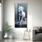 Beautiful White Horse in Mist Acrylic Wall Painting for Living Room