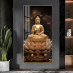 Peaceful Meditation Buddha Wall Painting with Lotus Base Design