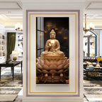 Peaceful Meditation Buddha Wall Painting with Lotus Base Design