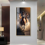 Running Horses Acrylic Wall Painting with Water Splash for Modern Decor
