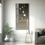 Elegant Gold Deer Artwork Acrylic Wall Painting for Luxury Home Decor