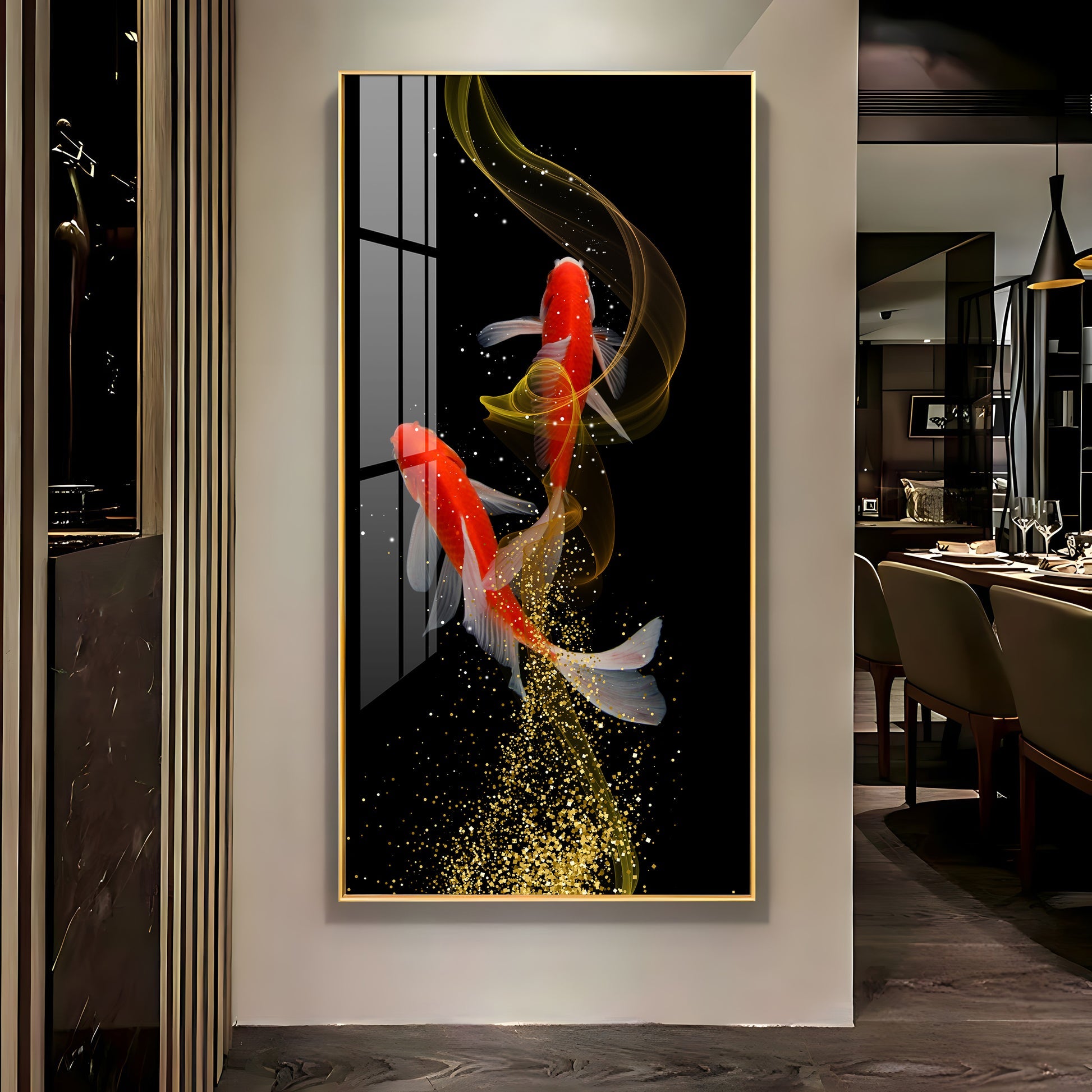 Stylish Fish Theme Acrylic Wall Painting for Office and Bedroom Walls