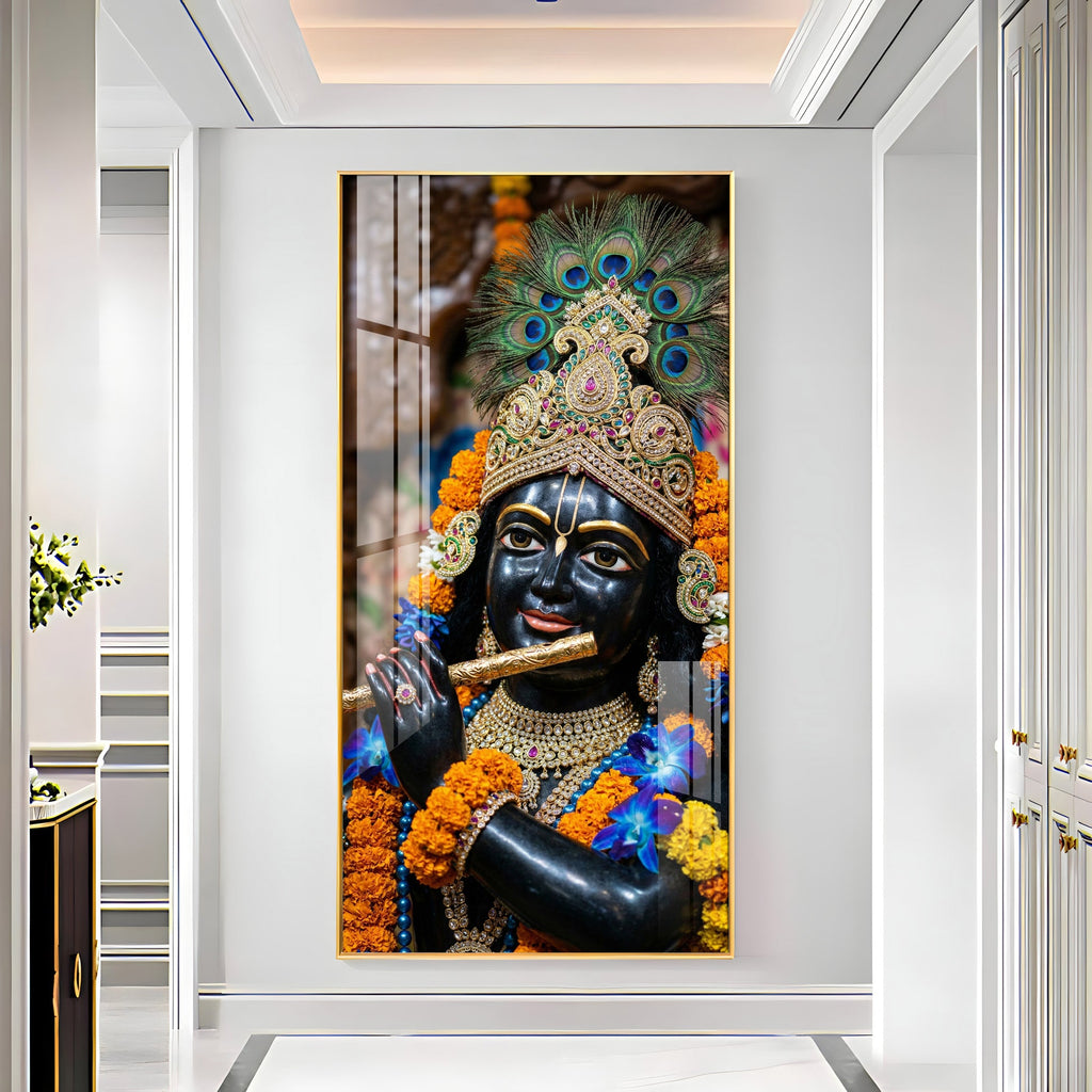 Elegant Spiritual Acrylic Wall Painting of Lord Krishna for Peaceful Interiors