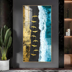Premium Ocean Waves Acrylic Wall Painting with Flying Birds Design