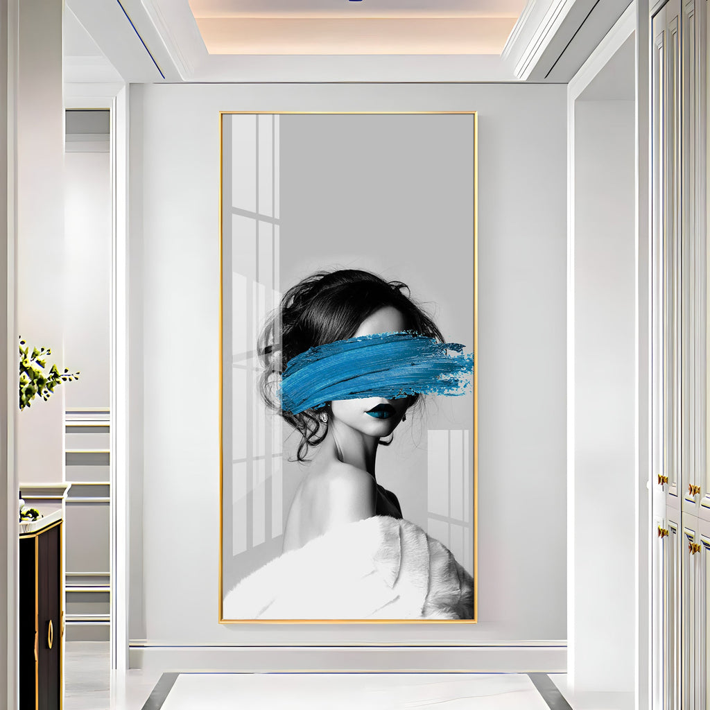 Elegant Black and White Acrylic Wall Painting with Artistic Face Concept
