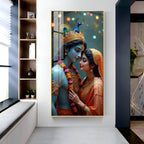 Premium Devotional Acrylic Wall Painting with Radha Krishna Design