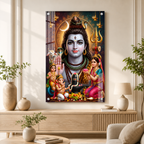 Traditional Shiv Parivar Acrylic Wall Art for Pooja Room Office Temple and Housewarming Gift