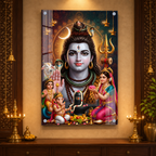 Traditional Shiv Parivar Acrylic Wall Art for Pooja Room Office Temple and Housewarming Gift