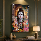 Traditional Shiv Parivar Acrylic Wall Art for Pooja Room Office Temple and Housewarming Gift