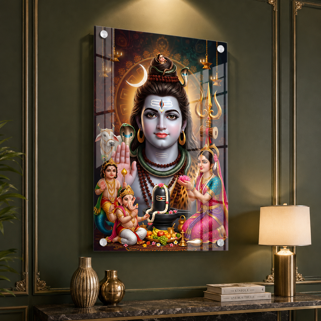 Traditional Shiv Parivar Acrylic Wall Art for Pooja Room Office Temple and Housewarming Gift