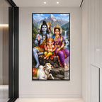 Divine Shiv Parivar Acrylic Wall Painting with Ganesha Nandi and Trishul