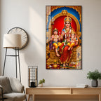 Goddess Parvati Ganesha and Kartikeya Vertical Acrylic Wall Art for Living Room