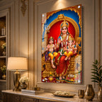 Goddess Parvati Ganesha and Kartikeya Vertical Acrylic Wall Art for Living Room