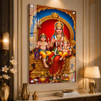 Goddess Parvati Ganesha and Kartikeya Vertical Acrylic Wall Art for Living Room