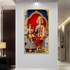 Mata Parvati Ganesha Kartikeya Black Framed Acrylic Painting for Religious Gifting