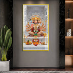 Panchmukhi Hanuman Ji Devotional Acrylic Painting with Traditional Temple Background