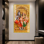 Lord Shiva Parvati Ganesha and Kartikeya Acrylic Painting for Positive Energy and Gifting