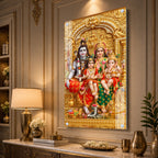 Lord Shiva Parvati Ganesha and Kartikeya Acrylic Painting for Positive Energy and Gifting