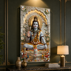 Mahadev Acrylic Glass Wall Painting with Shivling for Home Decor
