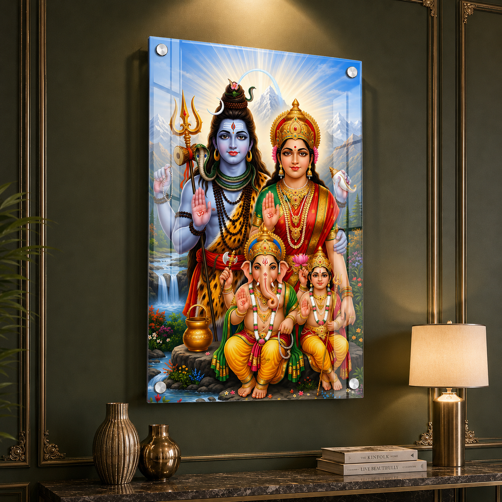 Shiv Parvati Acrylic Wall Art for Home Temple and Living Room