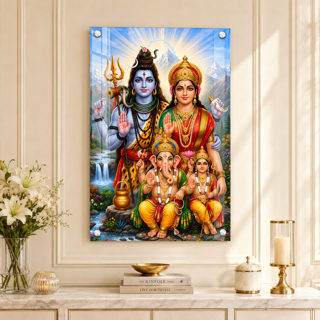 Shiv Parvati Acrylic Wall Art for Home Temple and Living Room