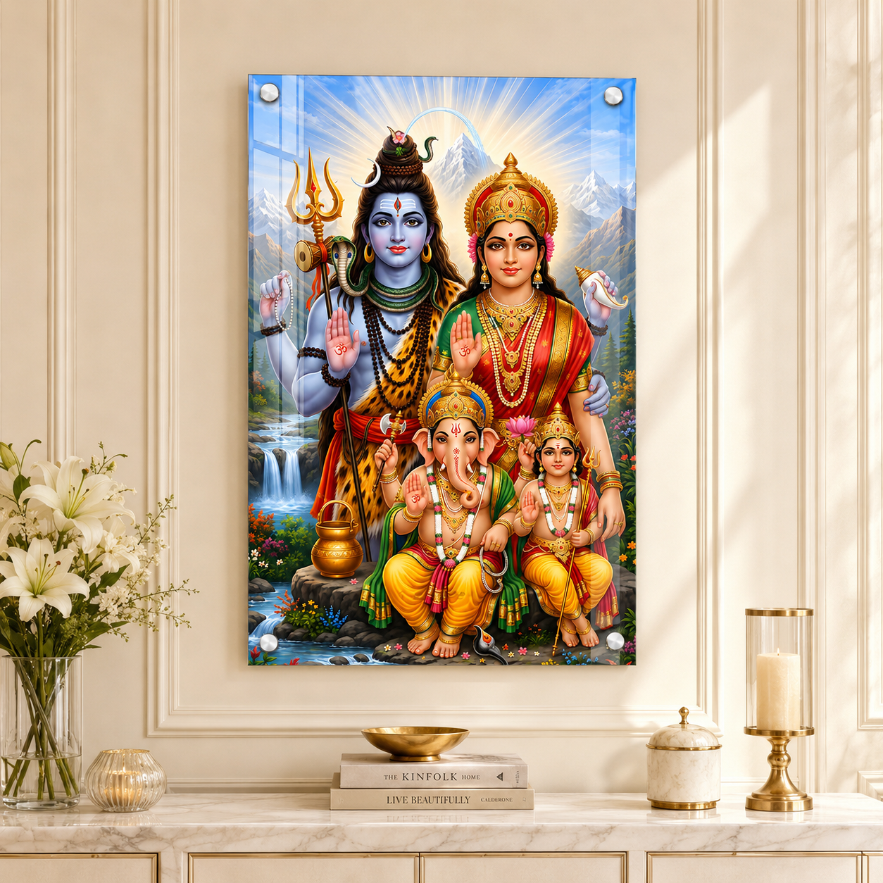 Shiv Parvati Acrylic Wall Art for Home Temple and Living Room