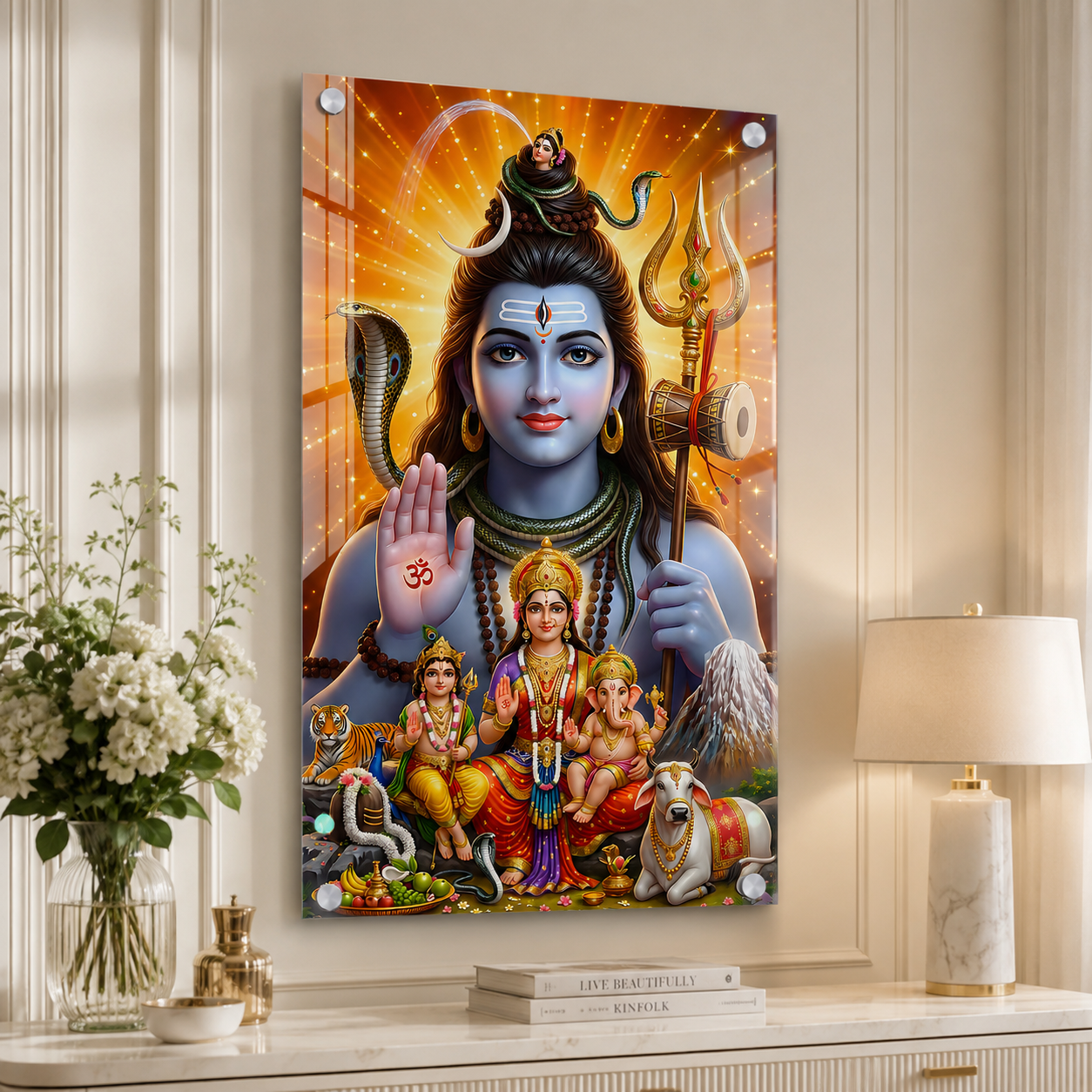 Lord Shiva Parvati Family Acrylic Wall Decor for Modern Home