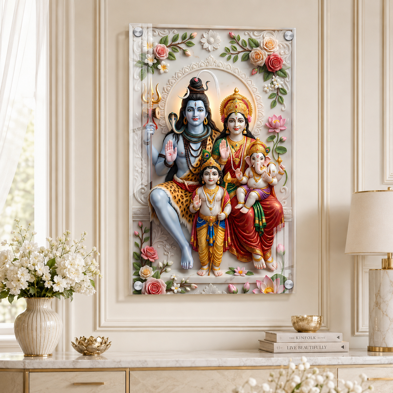 Shiv Parivar Acrylic Wall Painting for Living Room Home Decor