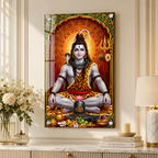 Lord Shiva Acrylic Glass Wall Painting for Temple Decoration
