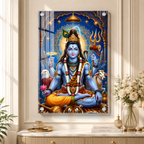 Modern Mahadev Acrylic Glass Wall Painting for Pooja Room