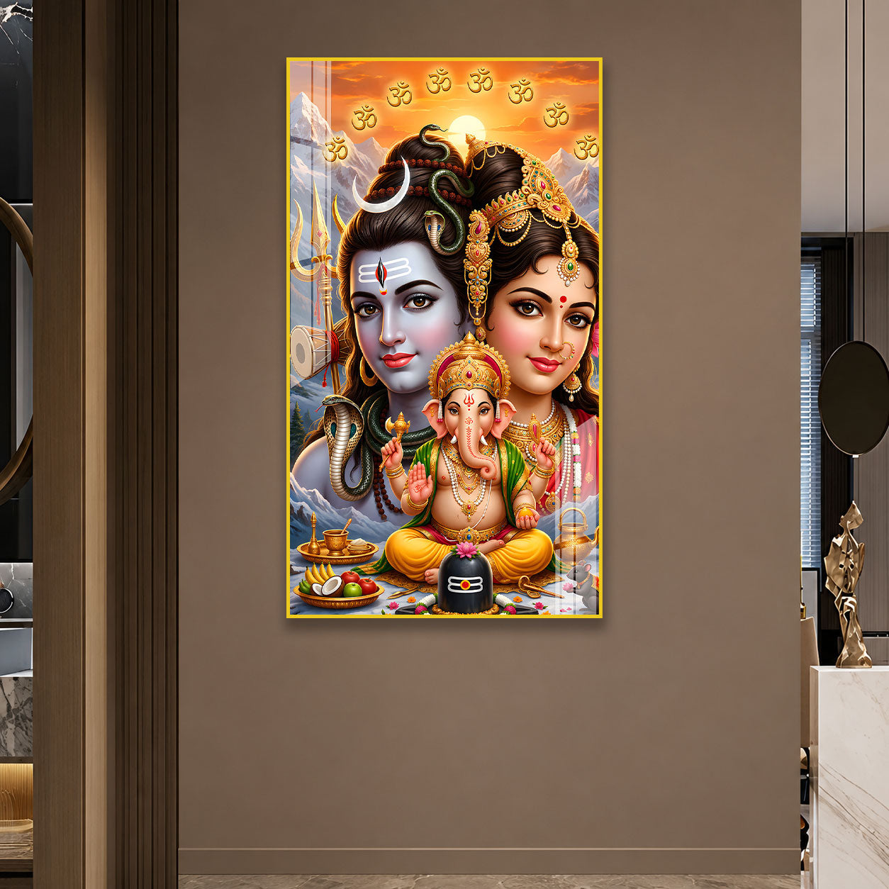 Shiv Parivar Spiritual Acrylic Wall Painting for Sacred Spaces