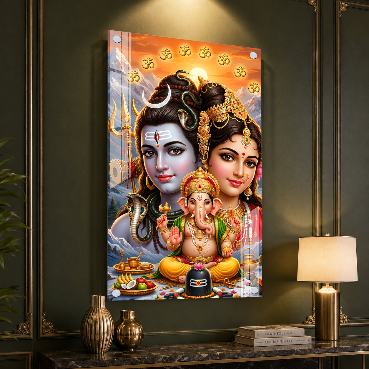 Shiv Parivar Spiritual Acrylic Wall Painting for Sacred Spaces