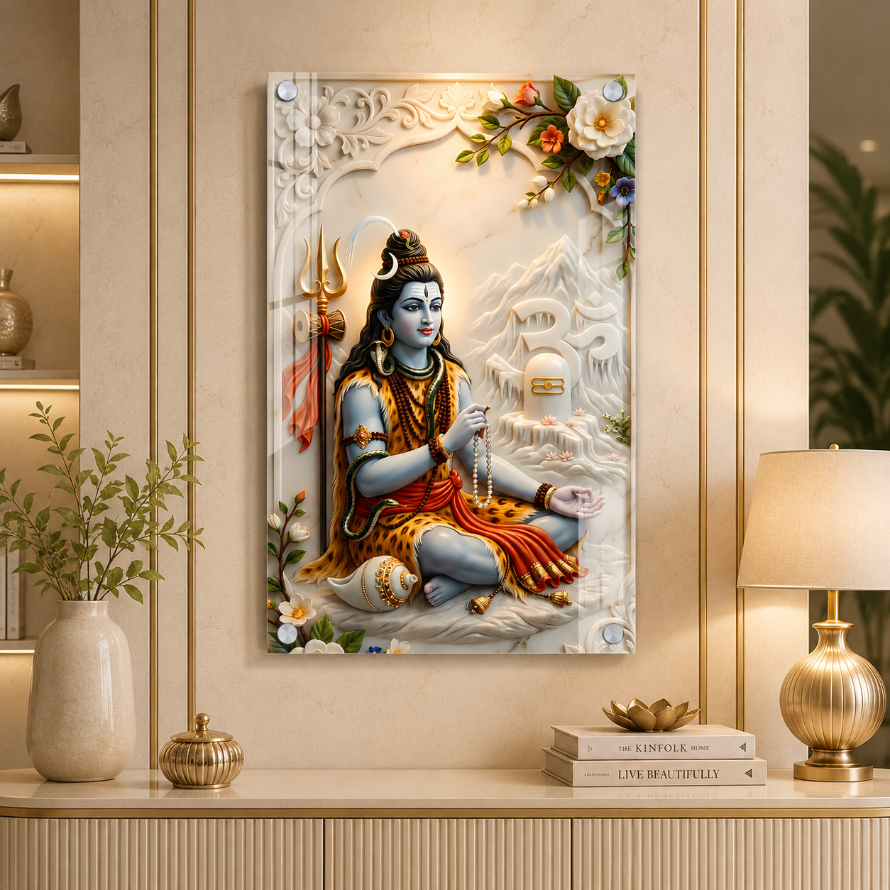 Lord Shiva Meditation Acrylic Wall Art for Home Temple Decor