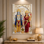 Divine Vishnu Lakshmi Acrylic Glass Painting for Home Temple