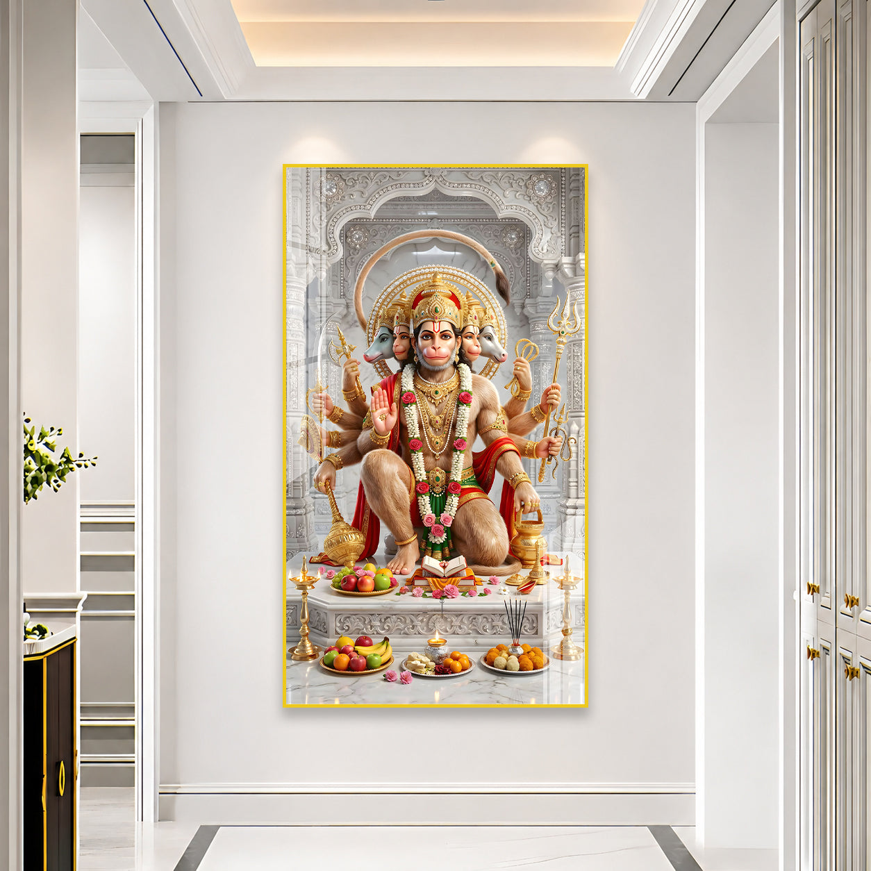 Panchmukhi Hanuman Acrylic Glass Painting for Wall Decoration