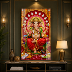 Divine Three Face Ganesha Acrylic Wall Painting Gift for Family