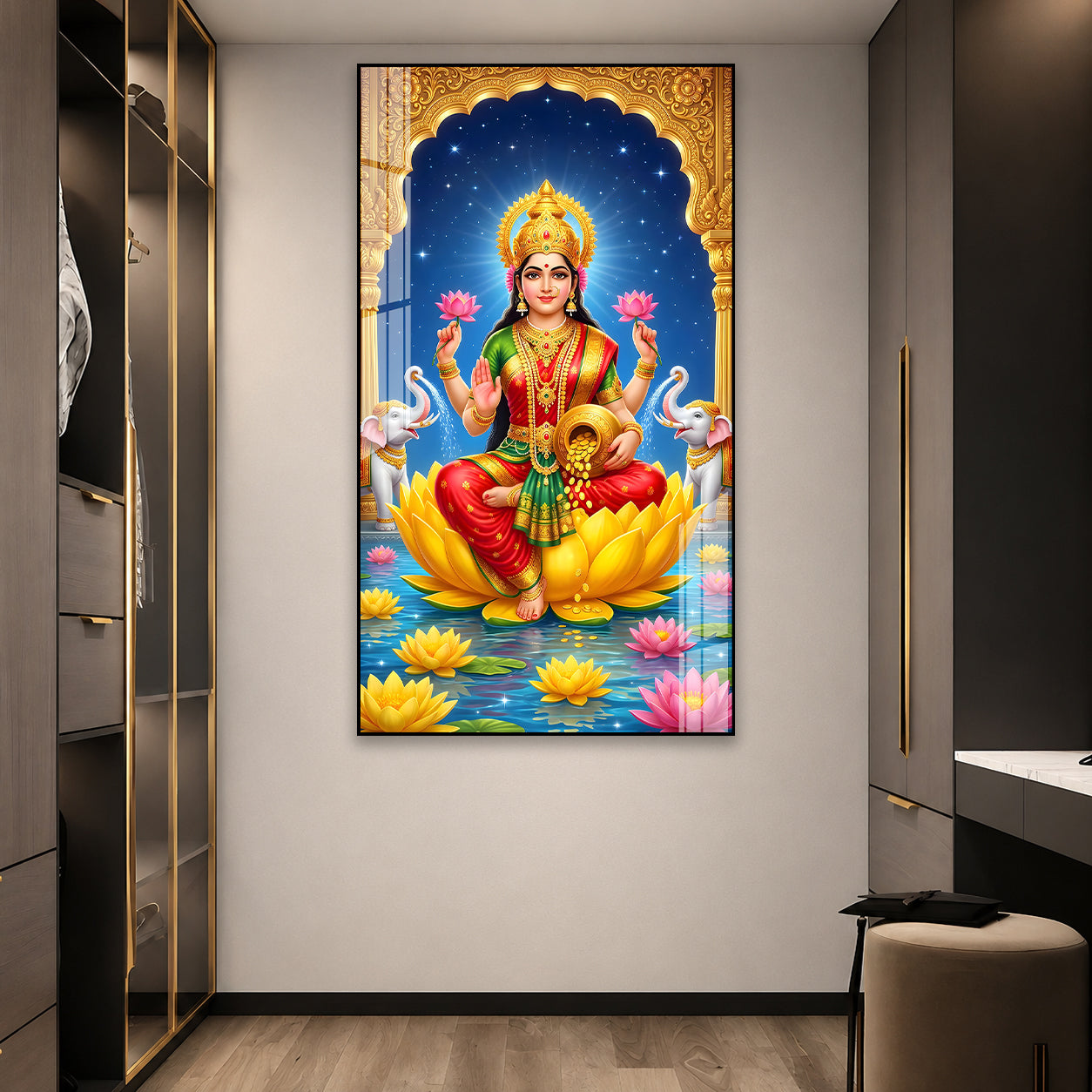 Premium Mahalakshmi Wall Art Acrylic Frame for Home Temple