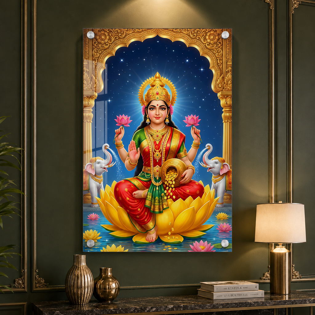 Premium Mahalakshmi Wall Art Acrylic Frame for Home Temple