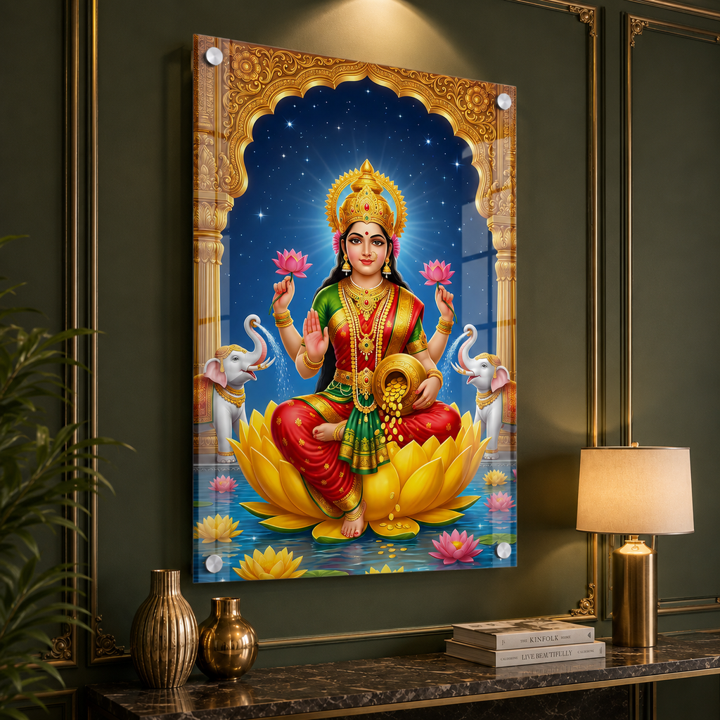 Premium Mahalakshmi Wall Art Acrylic Frame for Home Temple