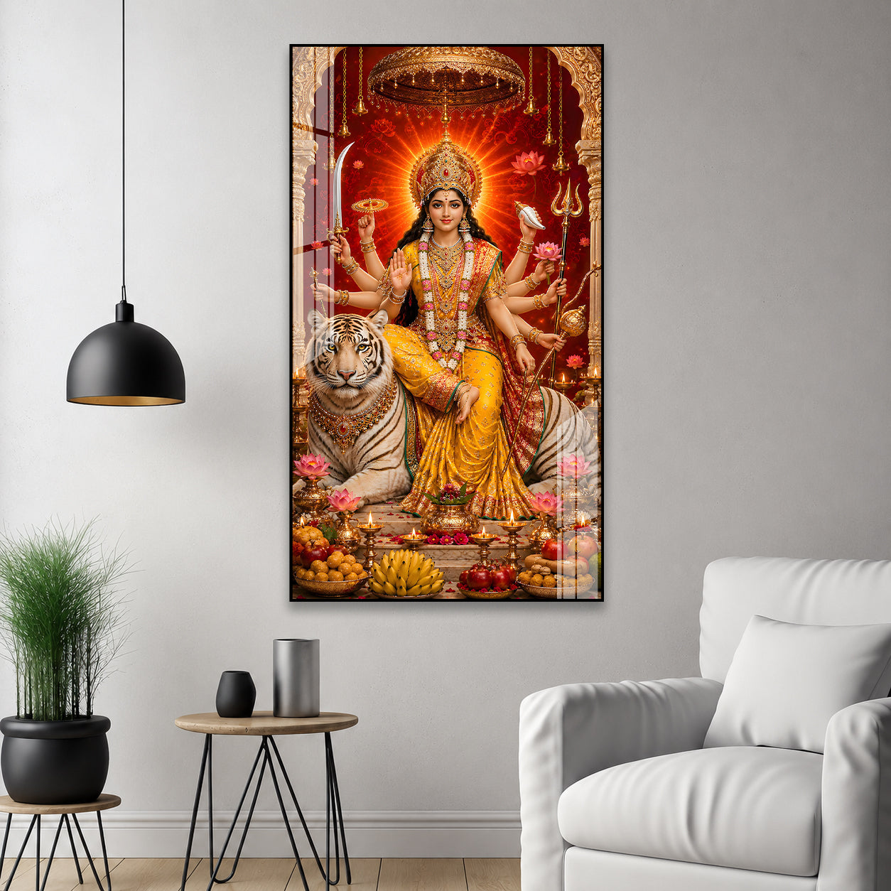 Sacred Goddess Durga Acrylic Wall Art for Wealth & Protection
