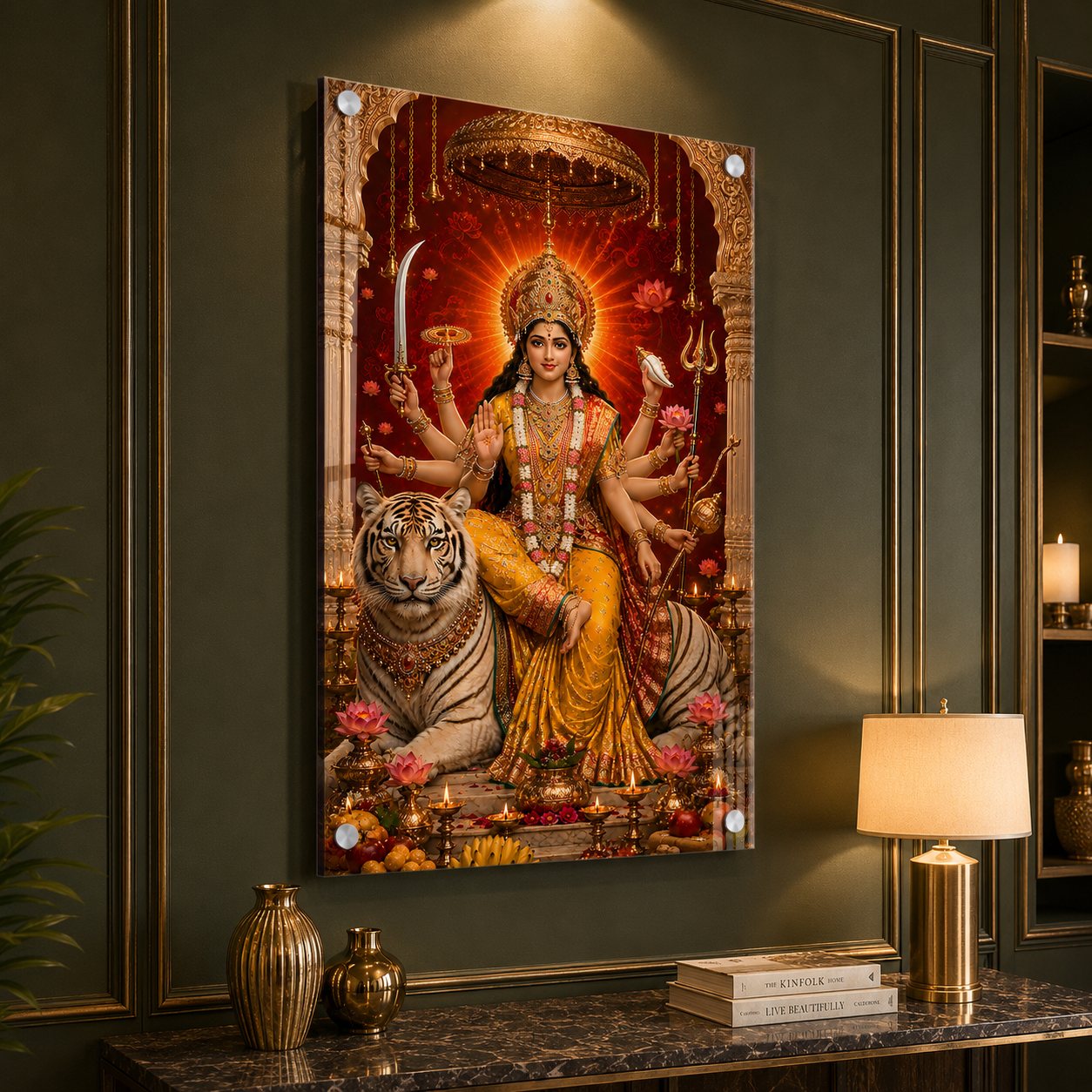 Sacred Goddess Durga Acrylic Wall Art for Wealth & Protection