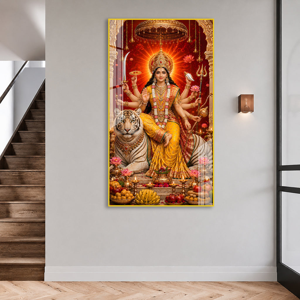 Sacred Goddess Durga Acrylic Wall Art for Wealth & Protection