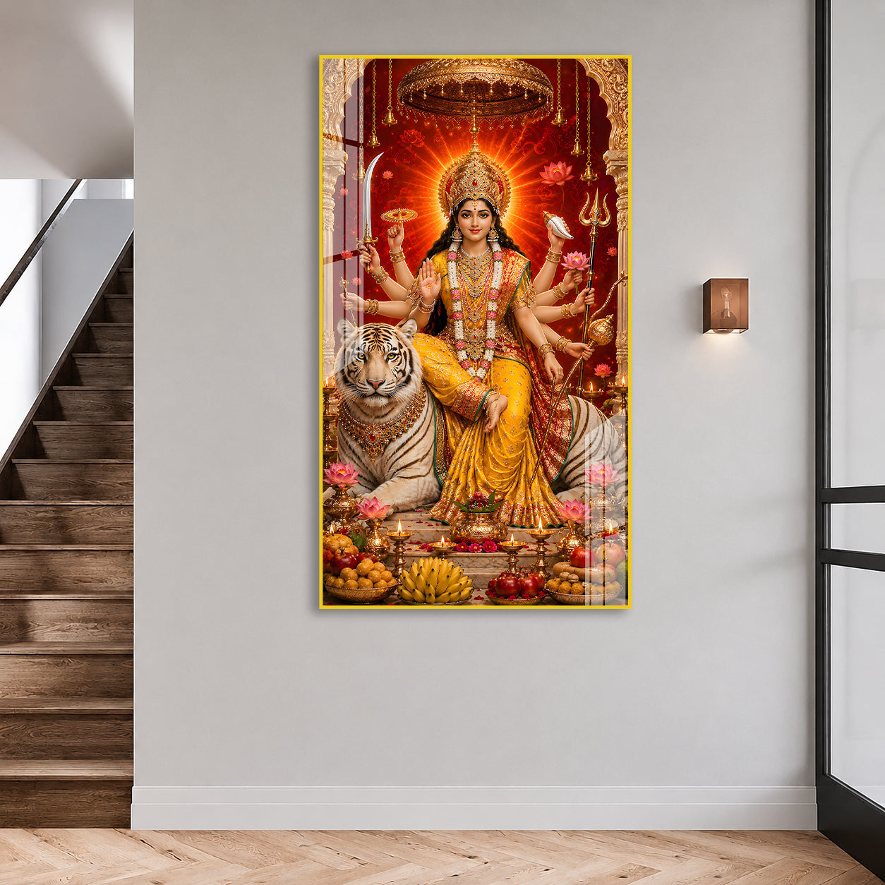 Sacred Goddess Durga Acrylic Wall Art for Wealth & Protection