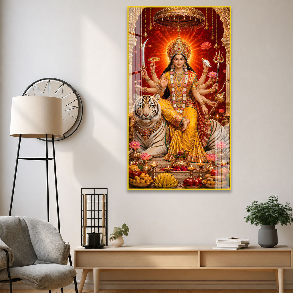 Sacred Goddess Durga Acrylic Wall Art for Wealth & Protection